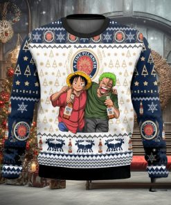 A Fine Pilsner Miller Lite x One Pice Luffy Zoro Ugly Christmas Sweater