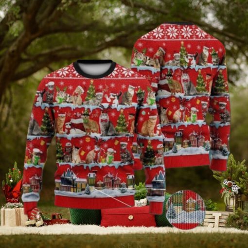 A Lot Of Cats In Xmas Day Full Print Ugly Christmas Sweater