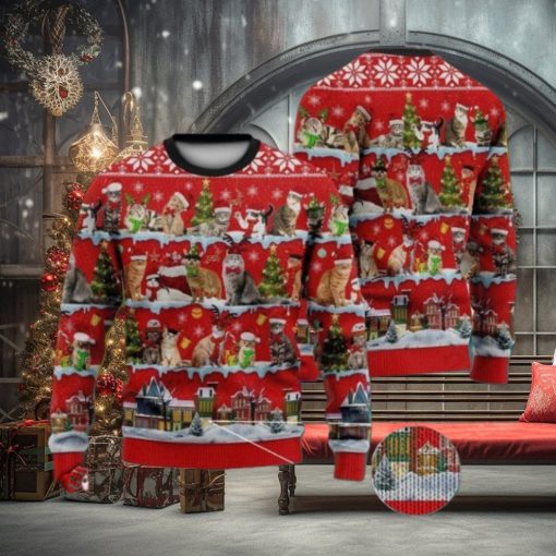 A Lot Of Cats In Xmas Day Full Print Ugly Christmas Sweater