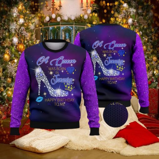A Queen Was Born In January Ugly Christmas Sweater