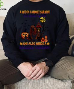 A Witch cannot survive on wine alone she also needs a Basset Hound Halloween shirt