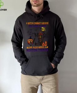 A Witch cannot survive on wine alone she also needs a Black Boston Terrier Halloween hoodie, sweater, longsleeve, shirt v-neck, t-shirt