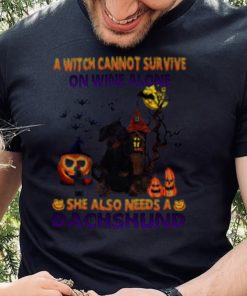 A Witch cannot survive on wine alone she also needs a Black Dachshund Halloween shirt