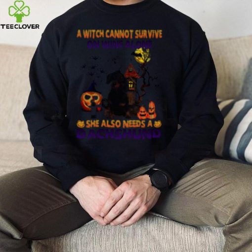 A Witch cannot survive on wine alone she also needs a Black Dachshund Halloween shirt