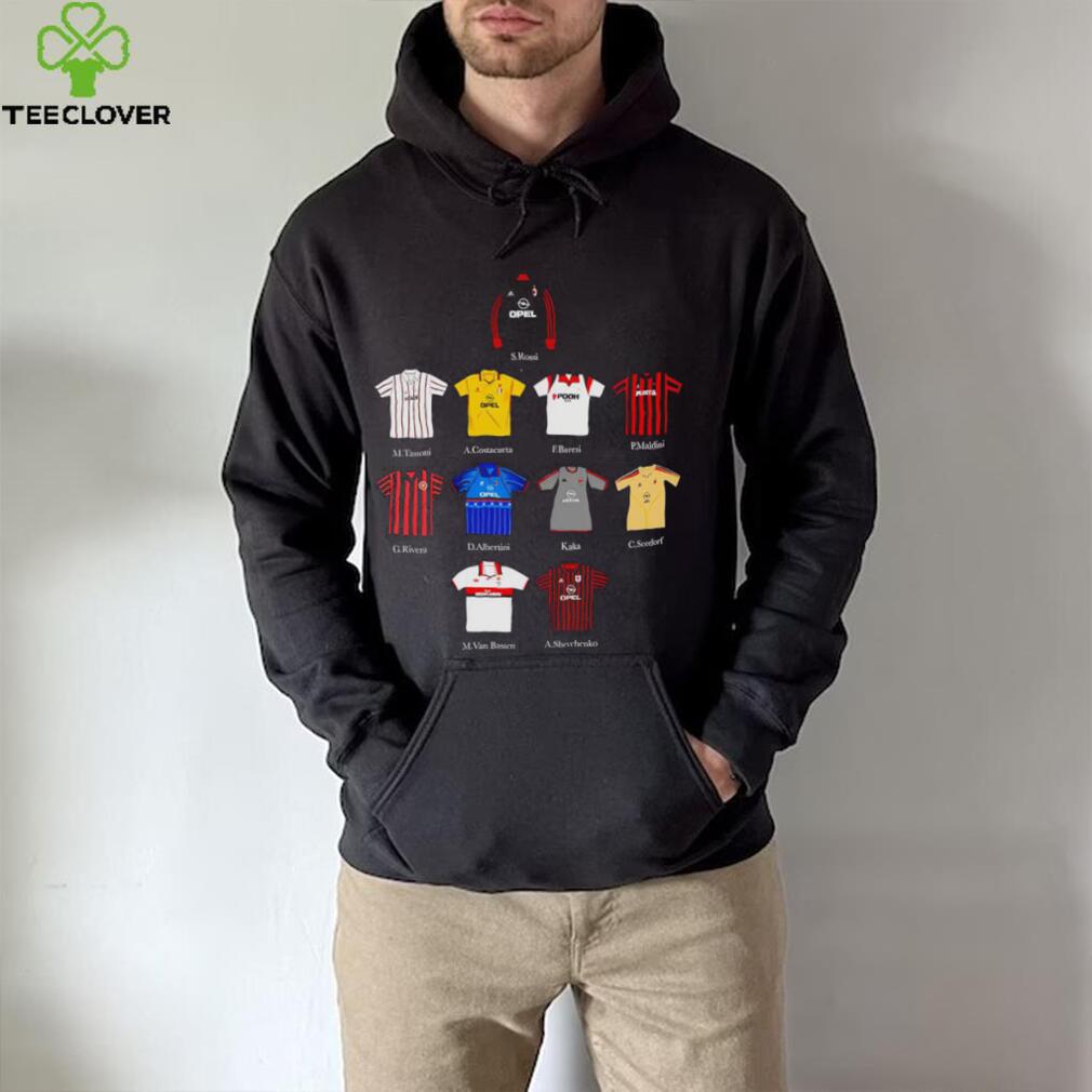 A.C. Milan FC uniform S. Rossi M. Tassotti A. Costacurta F. Baresi P. Maldini art shirt A.C. Milan FC uniform S. Rossi M. Tassotti A. Costacurta F. Baresi P. Maldini art shirt