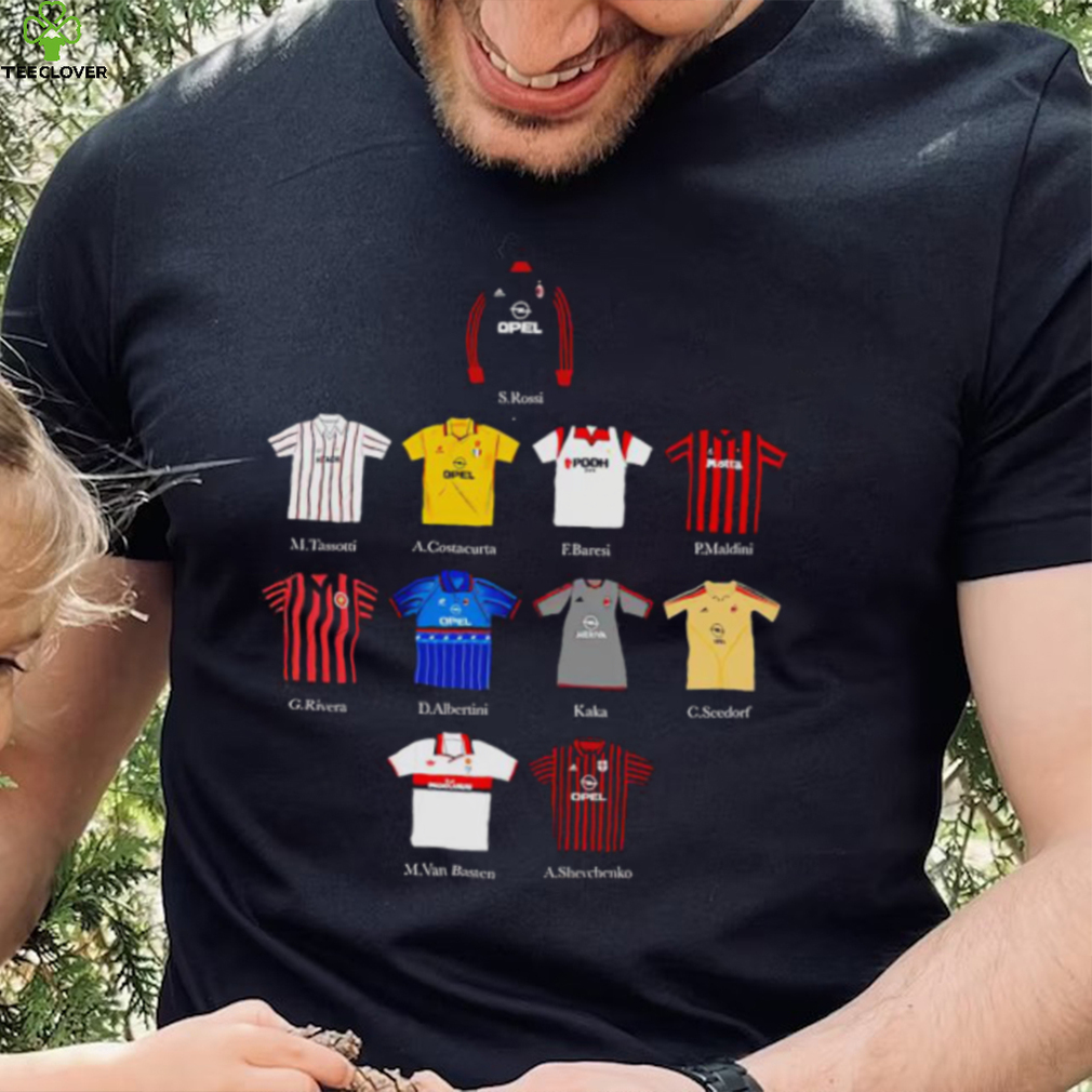 A.C. Milan FC uniform S. Rossi M. Tassotti A. Costacurta F. Baresi P. Maldini art shirt A.C. Milan FC uniform S. Rossi M. Tassotti A. Costacurta F. Baresi P. Maldini art shirt