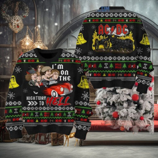 AC DC On The Highway To Hell Christmas Sweater Chirstmas Gifts 2024 Xmas For Family And Friends Ugly Sweater