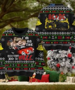 AC DC On The Highway To Hell Christmas Sweater Chirstmas Gifts 2024 Xmas For Family And Friends Ugly Sweater