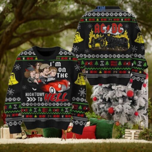 AC DC On The Highway To Hell Christmas Sweater Chirstmas Gifts 2024 Xmas For Family And Friends Ugly Sweater