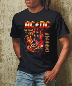 ACDC 51 Year 1973 2024 Guitar Fire Signatures Shirt