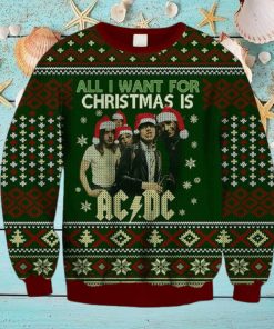 ACDC All I Want For Christmas Is ACDC Green 2023 Ugly Chirstmas Sweater