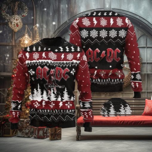 ACDC Angus Young Under The Snowy Night 2024 Christmas Ugly Sweater