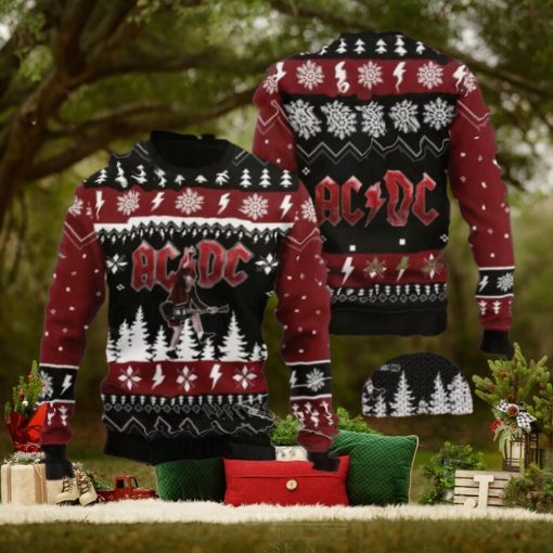 ACDC Angus Young Under The Snowy Night 2024 Christmas Ugly Sweater