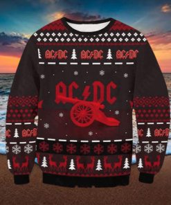 ACDC Band Canon Reindeer Snowflake Reindeer 2023 Ugly Christmas Sweater
