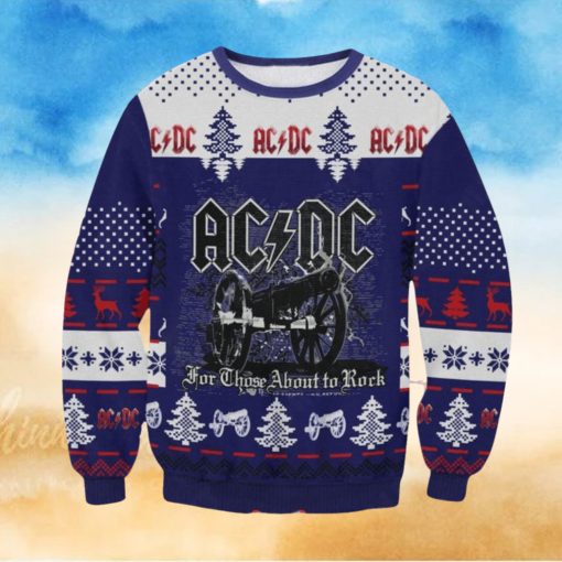 ACDC Band For THose About To Rock Reindeer Snowflake Unisex Ugly Christmas Sweater