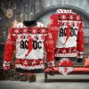 ACDC Band Members Photo Snowflakes And Thunder Logo Pattern Knitted Ugly Christmas Sweater