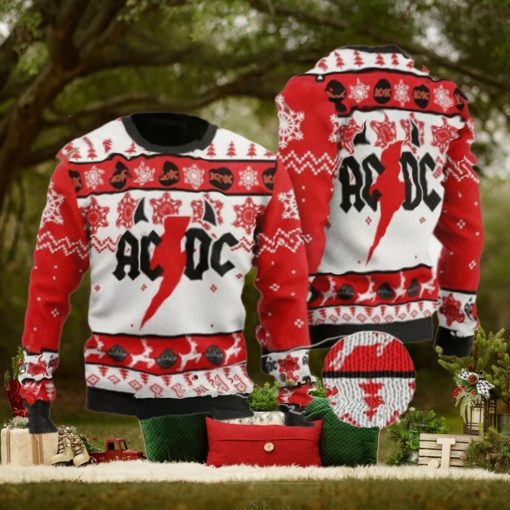 ACDC Big Logo With Horns Holiday Pattern Christmas Ugly Sweater