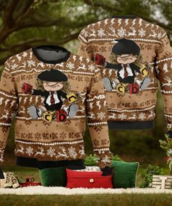 ACDC Brian Johnson Chibi Style Knitted Ugly Christmas Sweater