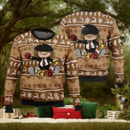 ACDC Brian Johnson Chibi Style Knitted Ugly Christmas Sweater