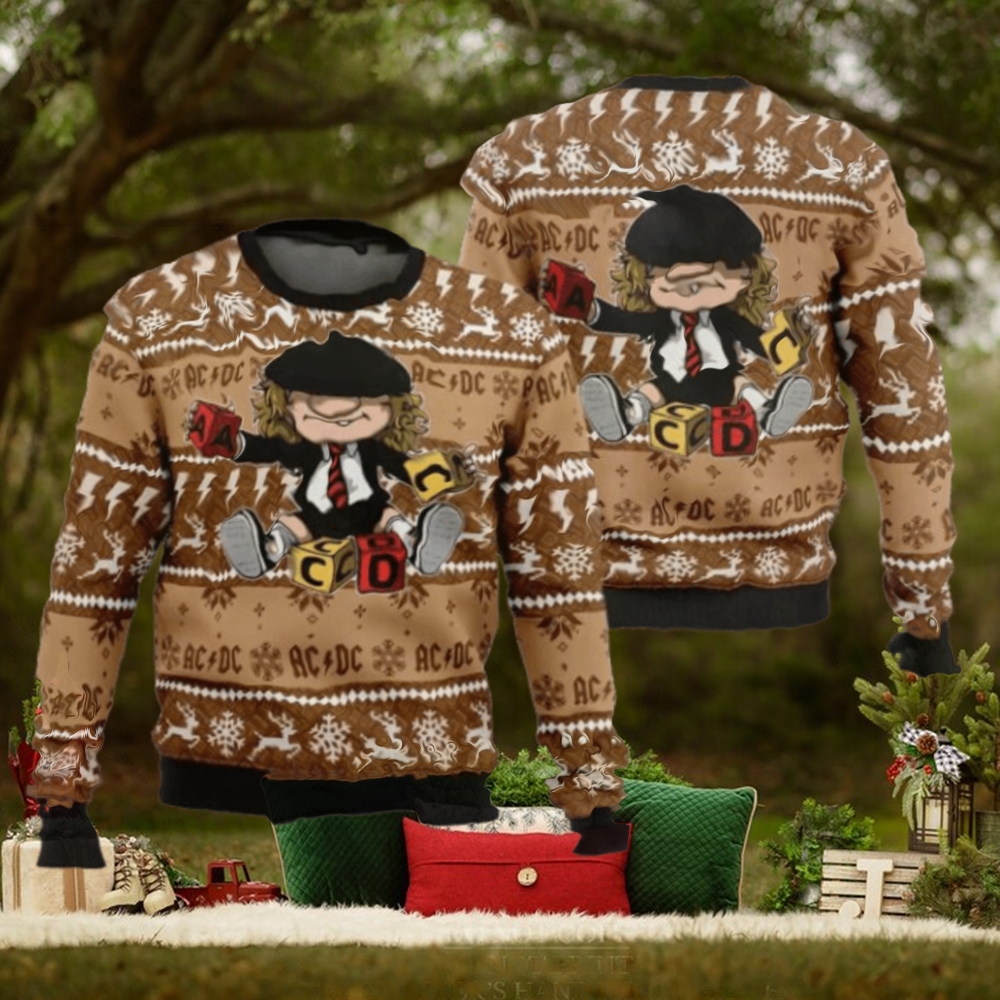 ACDC Brian Johnson Chibi Style Knitted Ugly Christmas Sweater ACDC Brian Johnson Chibi Style Knitted Ugly Christmas Sweater