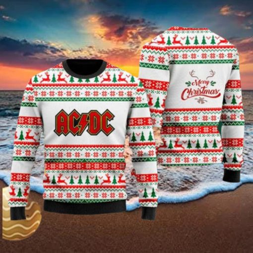 ACDC Deer And Christmas Tree Luxury Fan Gifts 2023 Ugly Chirstmas Sweater