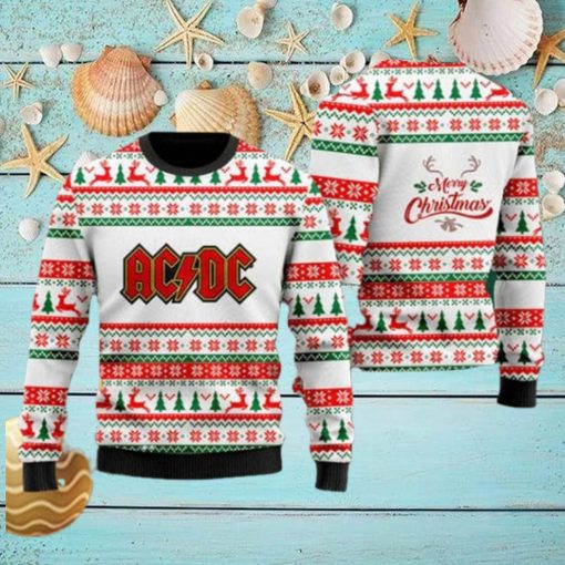ACDC Deer And Christmas Tree Luxury Fan Gifts 2023 Ugly Chirstmas Sweater