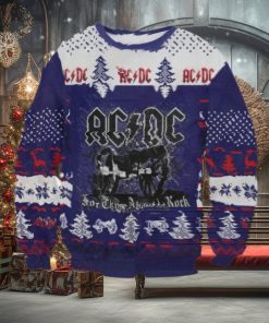 ACDC For Those About To Rock Signature Cannon Knitted Purple Christmas Ugly Sweater 2024