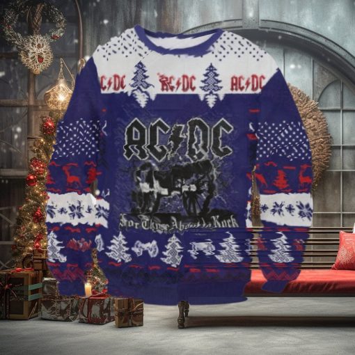 ACDC For Those About To Rock Signature Cannon Knitted Purple Christmas Ugly Sweater 2024
