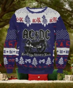 ACDC For Those About To Rock Signature Cannon Knitted Purple Christmas Ugly Sweater 2024