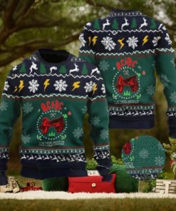 ACDC For Those To Have A Great Christmas Xmas Wreath Knitted Green Ugly Christmas Sweater