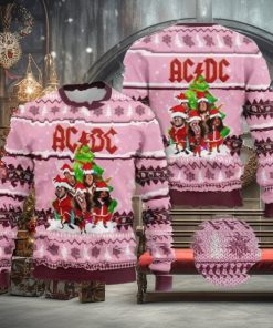 ACDC Funny Band Graphics Vintage Knitted Pink Christmas Ugly Sweater