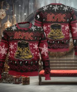 ACDC Hells Bells Signature Big Cracked Bell With Snowflakes Pattern 2024 Ugly Christmas Sweater