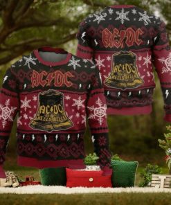 ACDC Hells Bells Signature Big Cracked Bell With Snowflakes Pattern 2024 Ugly Christmas Sweater