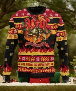 ACDC Jingle Hells Bells Let There Be Christmas With Flames Pattern Knitted 2024 Christmas Ugly Sweater