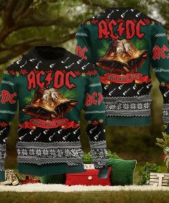 ACDC Jingle Hells Bells With Signature Bells Art Electric Guitar Pattern 2024 Ugly Christmas Sweater