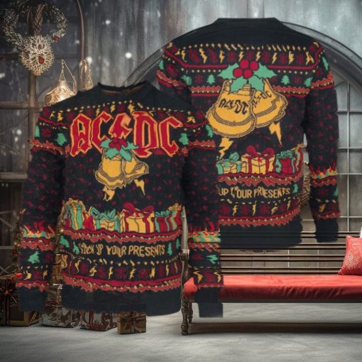 ACDC Lock Up Your Presents Jingle Bells Holiday 2024 Knitted Ugly Christmas Sweater