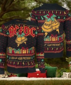 ACDC Lock Up Your Presents Jingle Bells Holiday 2024 Knitted Ugly Christmas Sweater