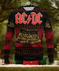 ACDC Signature Hells Bells Xmas 2024 Knitted Red And Black Christmas Ugly Sweater