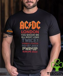 ACDC Union Jack London 2024 PWR UP Tour You Shook Me All Night Long Twice On July 3th And 7th 2024 At Wembley Stadium T Shirt
