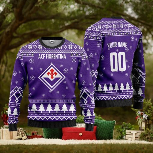 ACF Fiorentina Personalized Ugly Christmas Sweater Blue Version