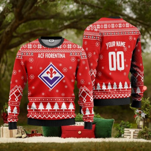 ACF Fiorentina Personalized Ugly Christmas Sweater Red Version