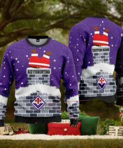 ACF Fiorentina Santa Claus Custom Name Ugly Christmas Sweater