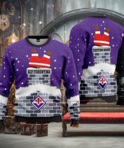 ACF Fiorentina Santa Claus Custom Name Ugly Christmas Sweater