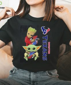 Baby Yoda And Groot Hug Houston Texans Shirt