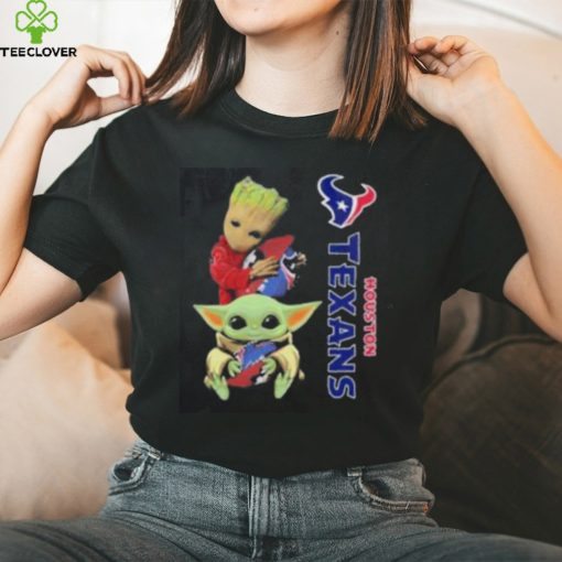 Baby Yoda And Groot Hug Houston Texans Shirt