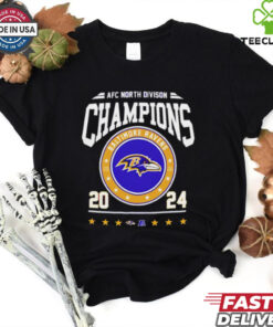 AFC North Division Champions 2024 Baltimore Ravens Logo Shirt, featuring a bold design with the Baltimore Ravens logo and a celebration of their 2024 AFC North division title. Perfect for fans proudly supporting the Ravens after their division championship win.