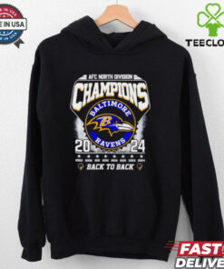 AFC North Division Champions 2024 Back-to-Back Baltimore Ravens Shirt, featuring a bold design celebrating the Ravens' back-to-back AFC North division titles. Perfect for fans showing pride in the team's continued success.