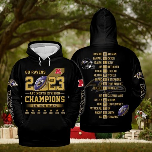 AFC North Division Champions Baltimore Ravens 2023 Black Design Hoodie T Shirt