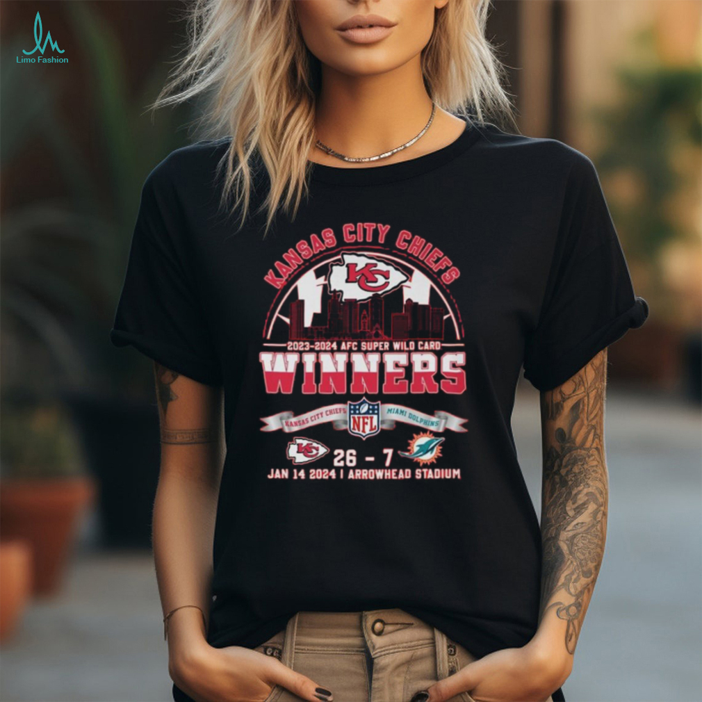 AFC Super Wild Card 2023 – 2024 Winners Kansas City Chiefs 26 – 7 Miami Dolphins 26 – 7 Jan 14, 2024, Arrowhead Stadium T shirt AFC Super Wild Card 2023 – 2024 Winners Kansas City Chiefs 26 – 7 Miami Dolphins 26 – 7 Jan 14, 2024, Arrowhead Stadium T shirt