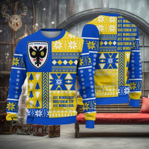 AFC Wimbledon Vibrant Efl Logo Team Ugly Christmas Sweater For Fans Gift Unisex Sweatshirt